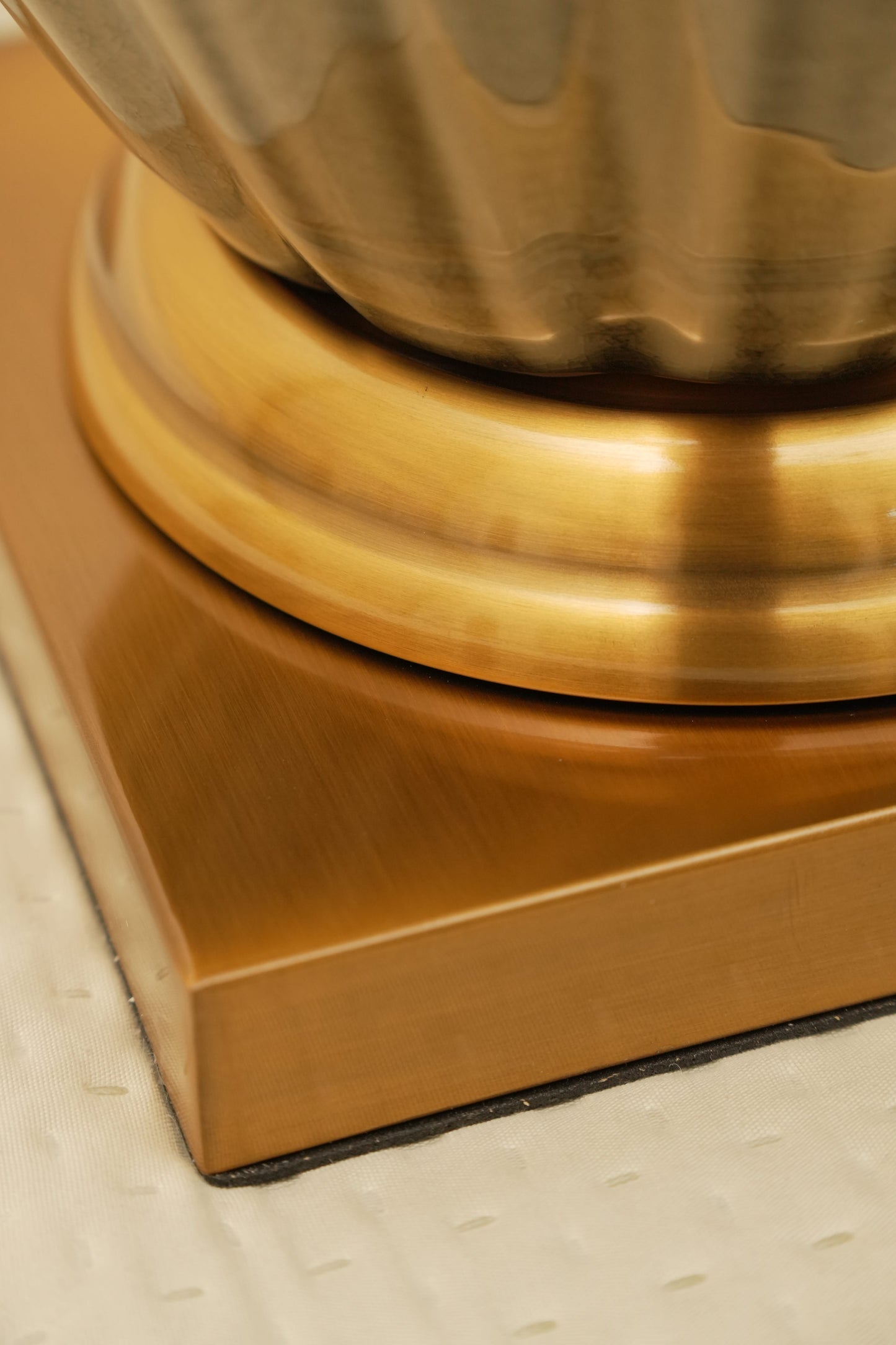 Premium Ribbed Glass Lamp with Gold Accent Base