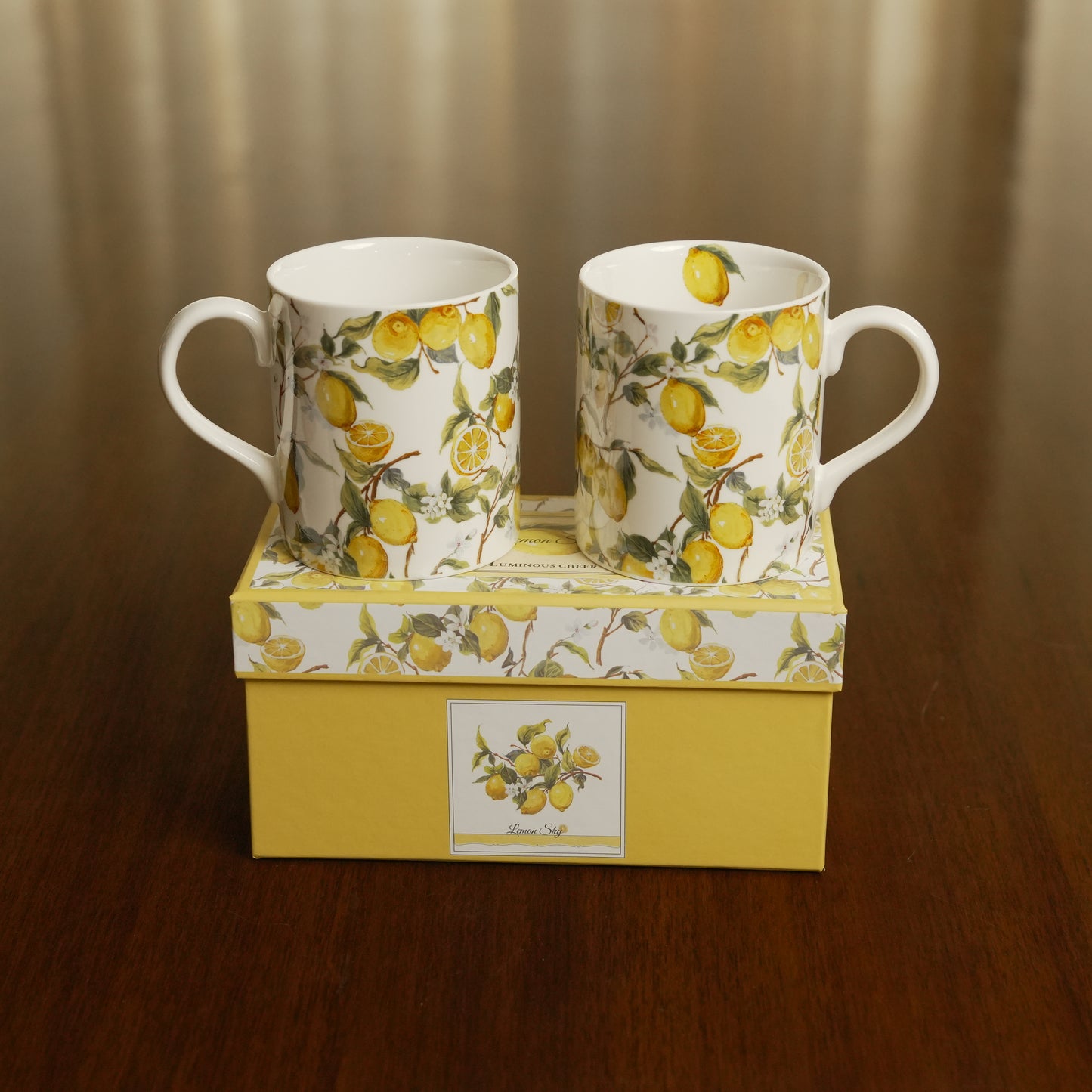 Lemon Grove Ceramic Mug Set of 2 with Premium Gift Box