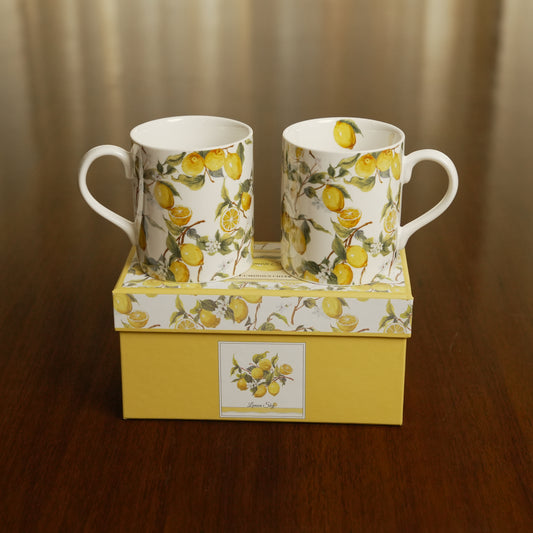 Lemon Grove Ceramic Mug Set of 2 with Premium Gift Box