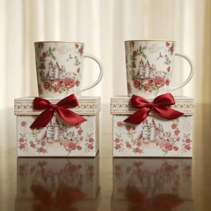 Vintage Rose Castle Ceramic Mug with Premium Gift Box