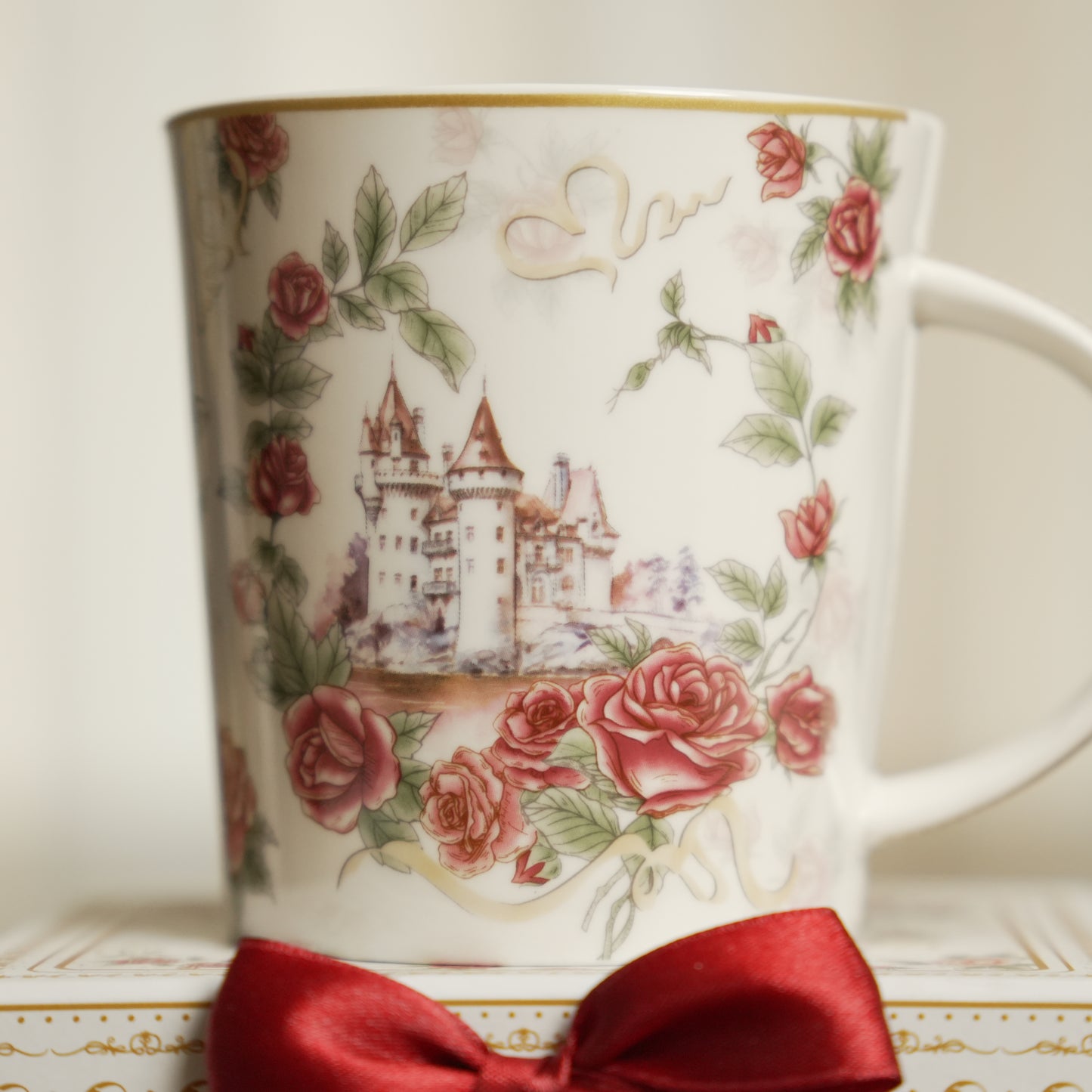 Vintage Rose Castle Ceramic Mug with Premium Gift Box