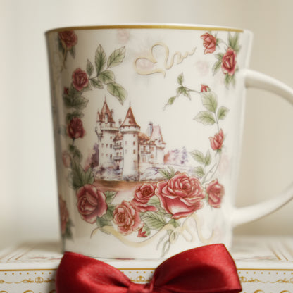 Vintage Rose Castle Ceramic Mug with Premium Gift Box