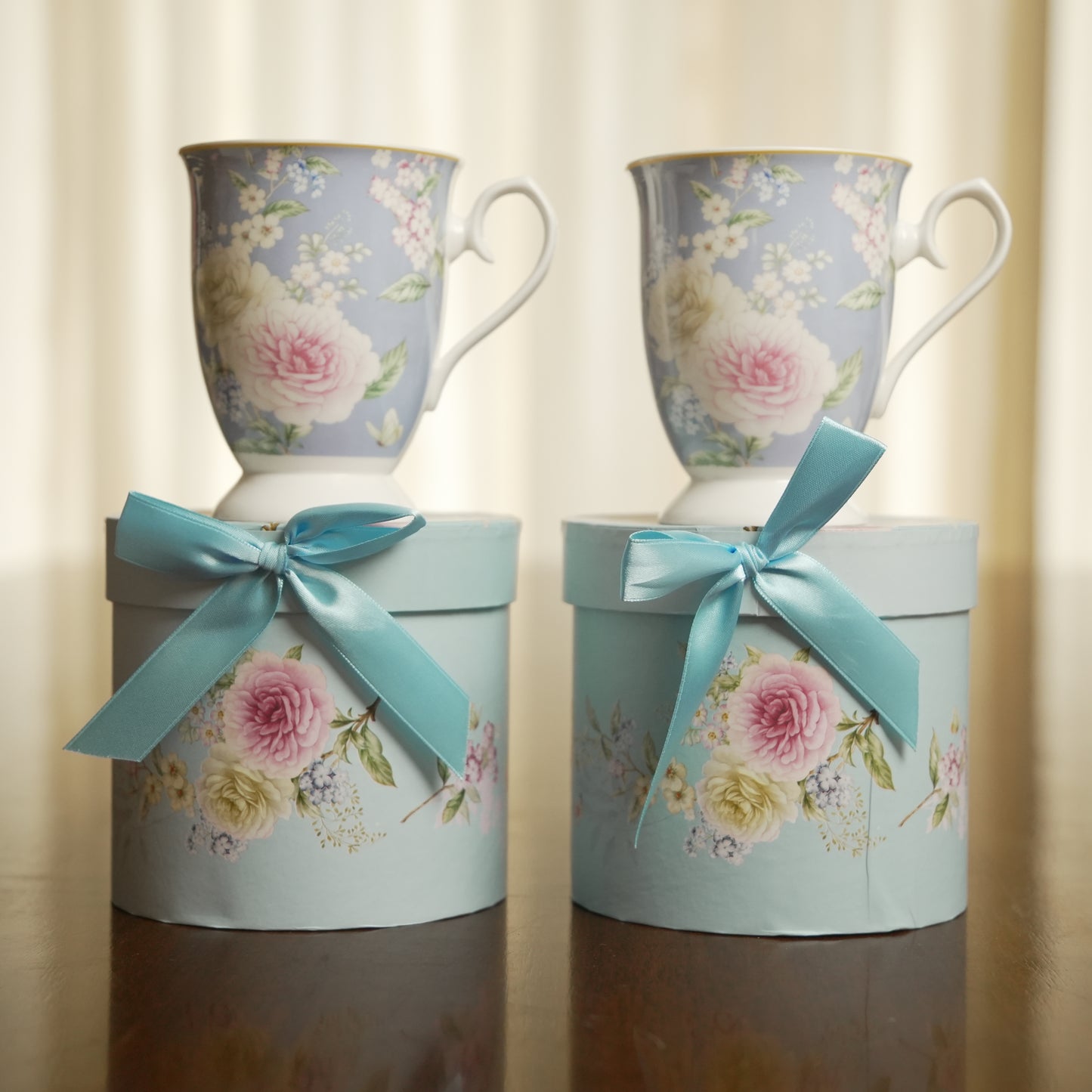Blossom Elegance Ceramic Mug with Luxury Round Gift Box