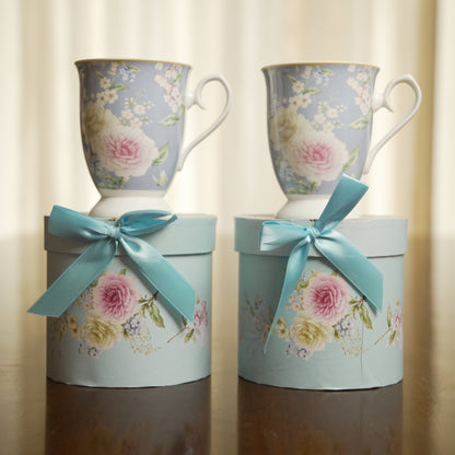 Blossom Elegance Ceramic Mug with Luxury Round Gift Box