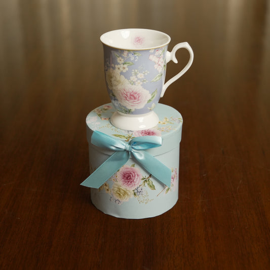 Blossom Elegance Ceramic Mug with Luxury Round Gift Box