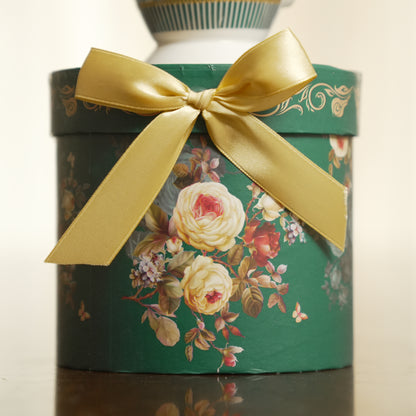 Emerald Bloom Ceramic Mug with Luxury Round Gift Box
