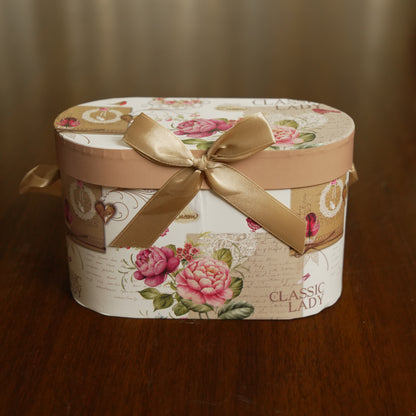Classic Lady Floral Ceramic Mug Set of 2 with Luxury Round Gift Box