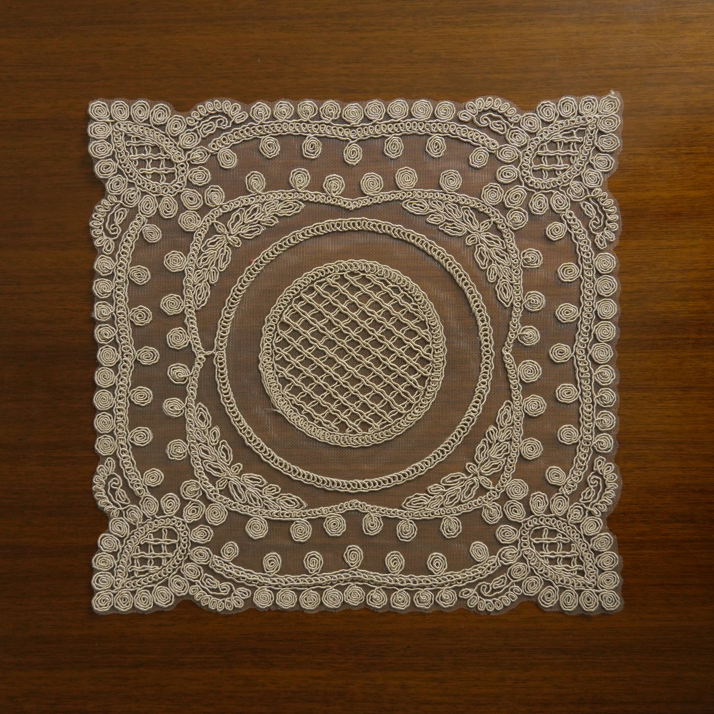 Classic Embroidered Lace Table Placemat – Taupe (Set of 2)
