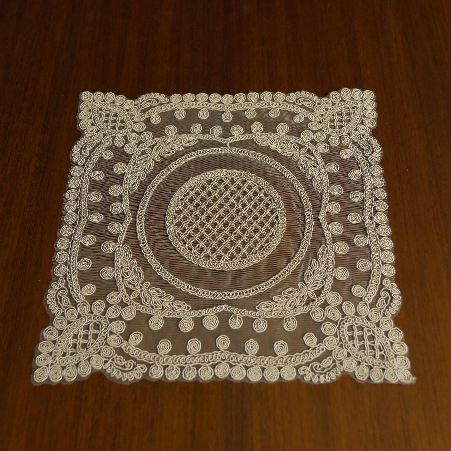 Classic Embroidered Lace Table Placemat – Taupe (Set of 2)
