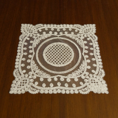Classic Embroidered Lace Table Placemat – Ivory White (Set of 2)