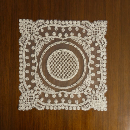Classic Embroidered Lace Table Placemat – Ivory White (Set of 2)