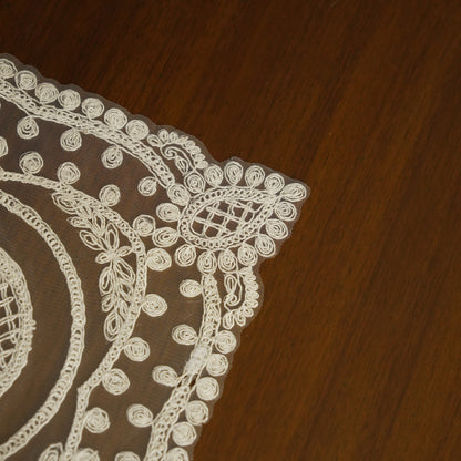 Classic Embroidered Lace Table Placemat – Ivory White (Set of 2)