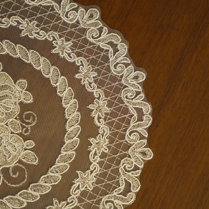Vintage Embroidered Round Lace Table Mat – Ivory (Set of 2)