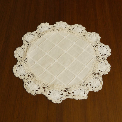 Handcrafted Crochet Lace Round Table Mat – Natural Beige (Set of 2)