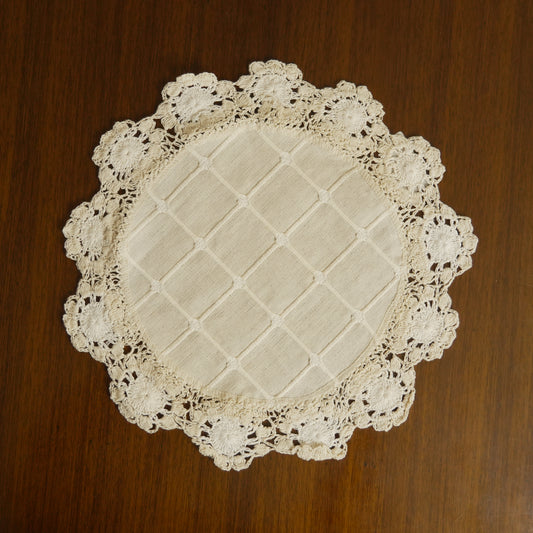 Handcrafted Crochet Lace Round Table Mat – Natural Beige (Set of 2)