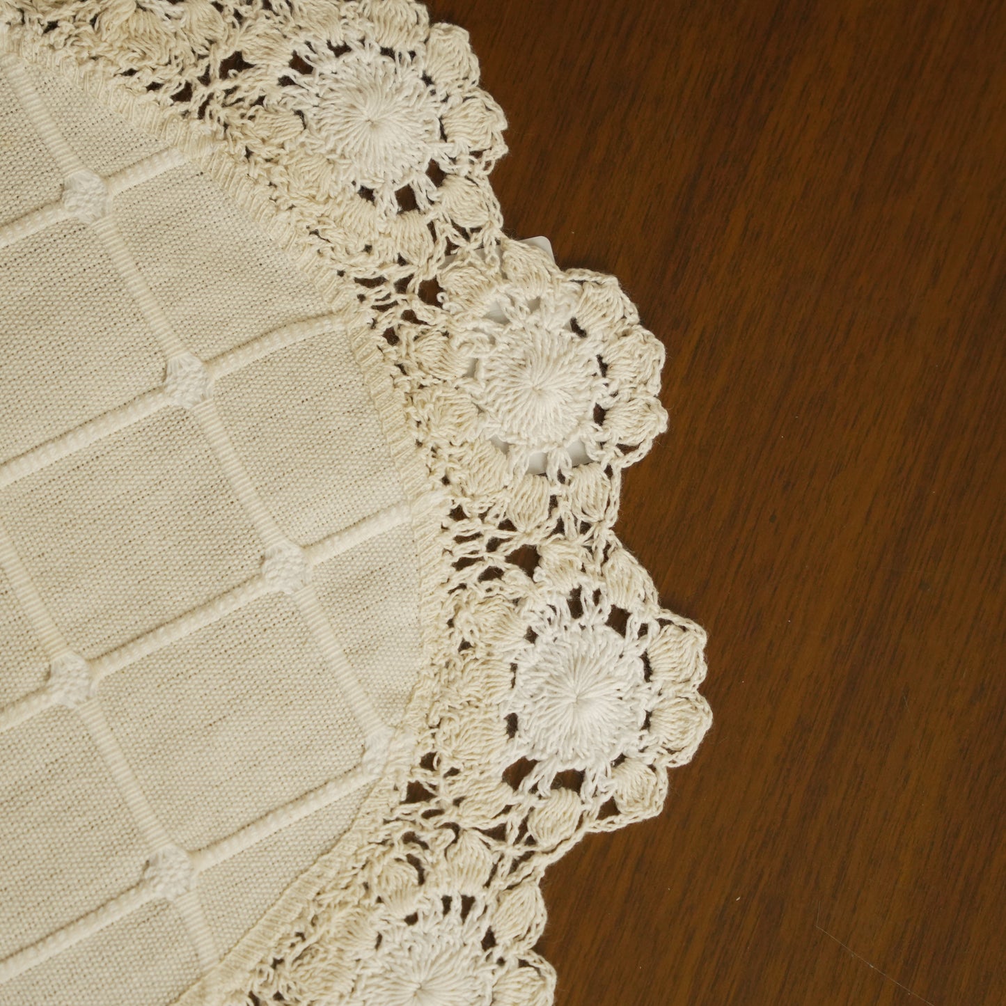 Handcrafted Crochet Lace Round Table Mat – Natural Beige (Set of 2)