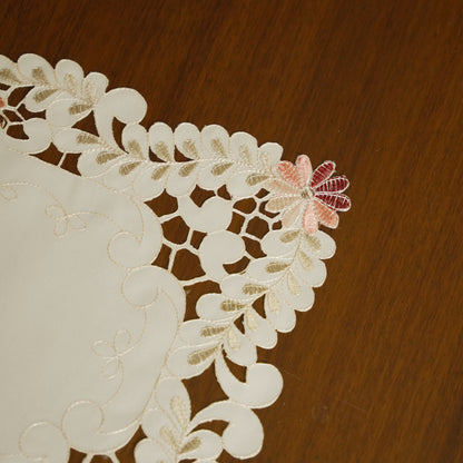 Floral Embroidered Lace Table Placemat – Ivory & Blush (Set of 2)