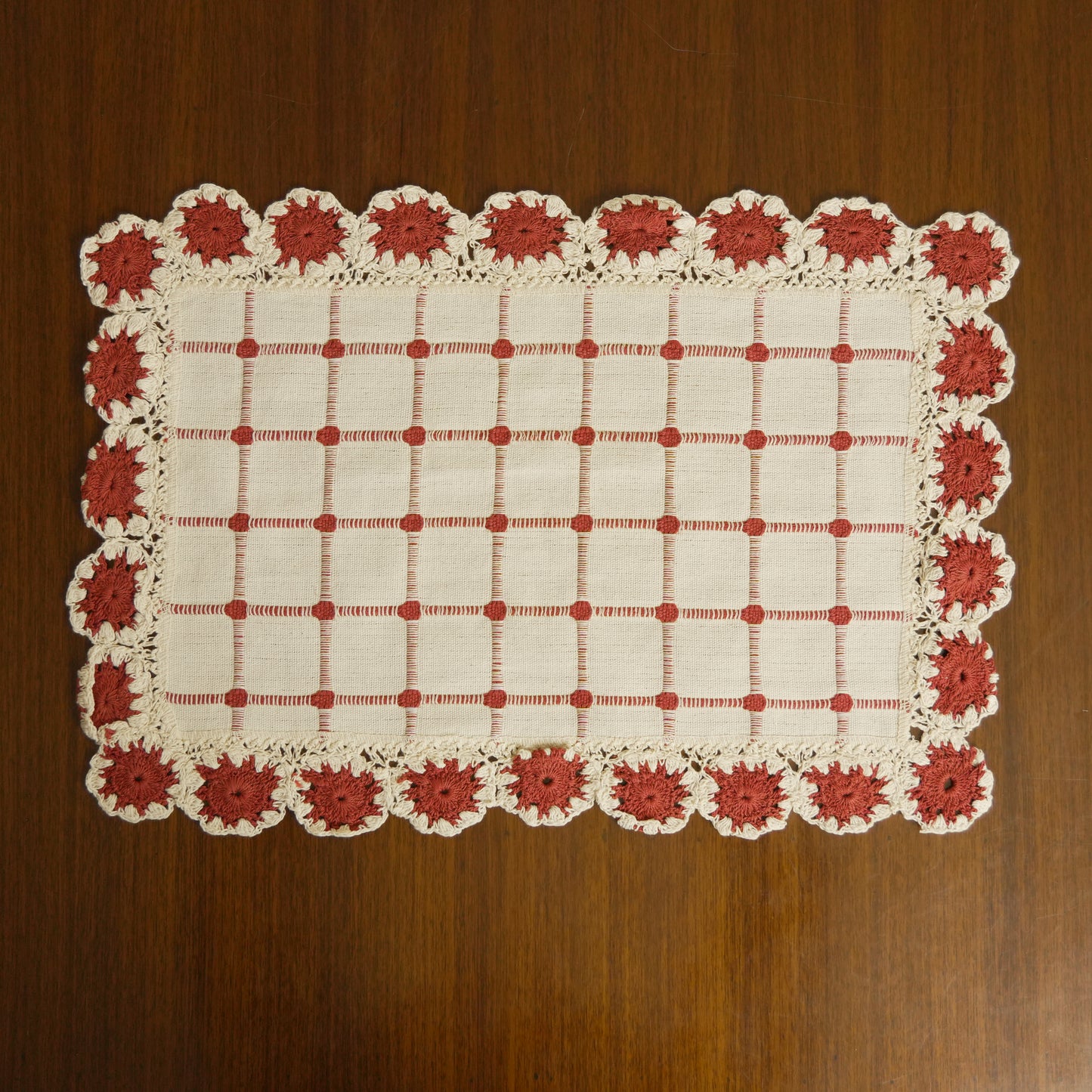 Handcrafted Crochet Rectangular Cotton Table Mat  (Set of 2)