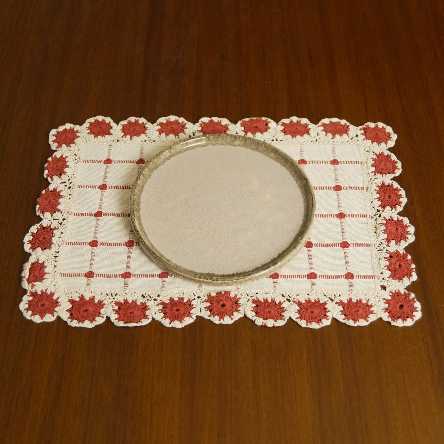 Handcrafted Crochet Rectangular Cotton Table Mat  (Set of 2)