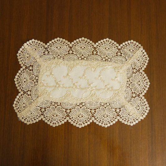 Vintage Rectangular Lace Floral Embroidered Decorative Mat