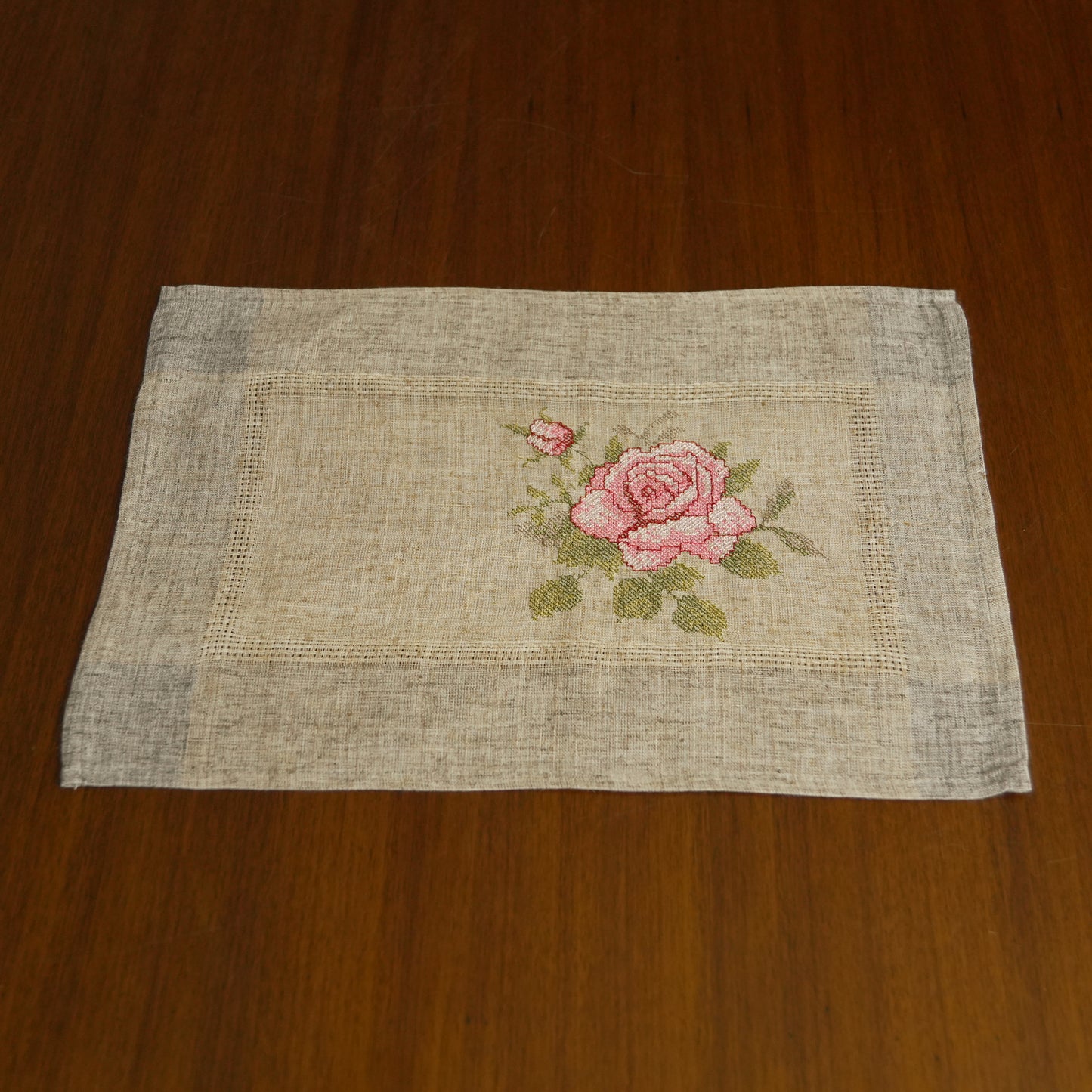 Rustic Linen Embroidered Table Mat (Set of 2)