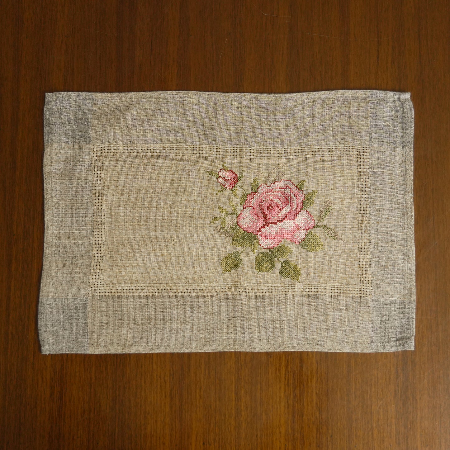 Rustic Linen Embroidered Table Mat (Set of 2)