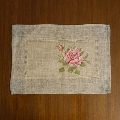 Rustic Linen Embroidered Table Mat (Set of 2)