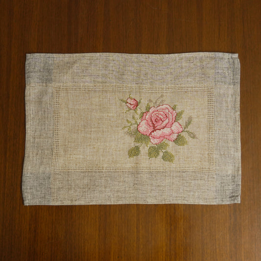 Rustic Linen Embroidered Table Mat (Set of 2)