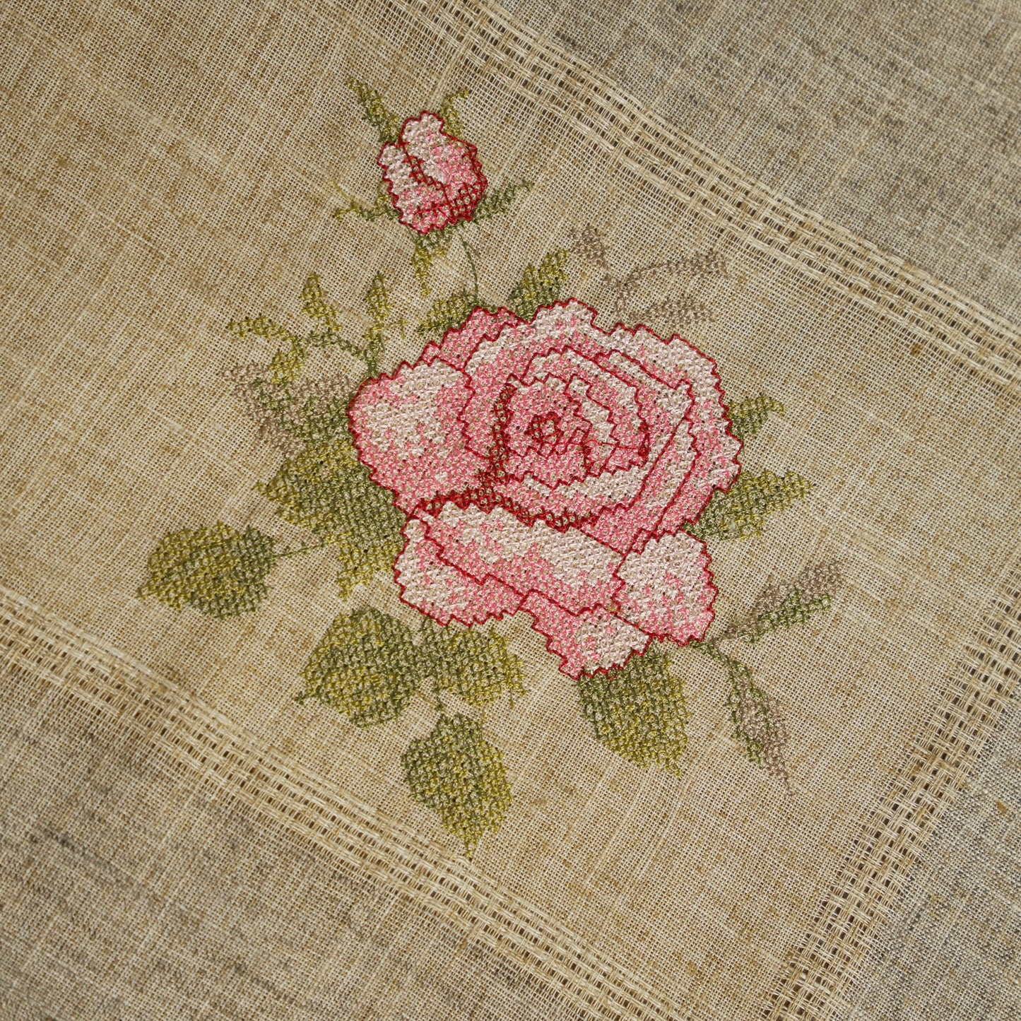 Rustic Linen Embroidered Table Mat (Set of 2)