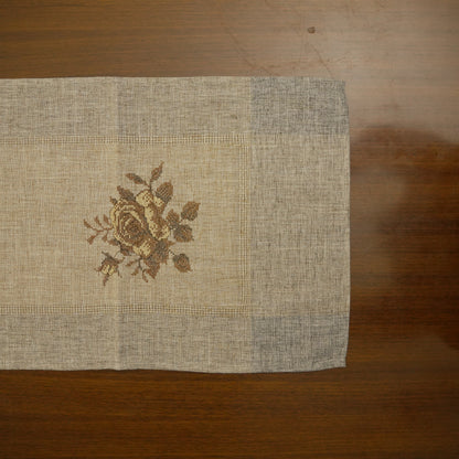 Rustic Linen Embroidered Table Runner