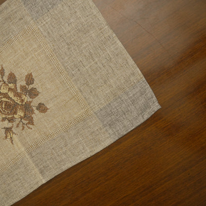 Rustic Linen Embroidered Table Runner