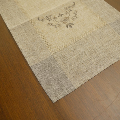 Natural Linen Embroidered Table Runner