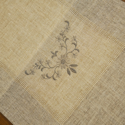 Natural Linen Embroidered Table Runner