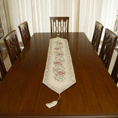Vintage Rose Woven Dining Table Runner