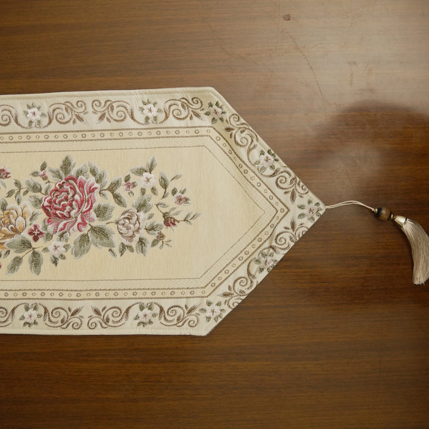 Vintage Rose Woven Dining Table Runner