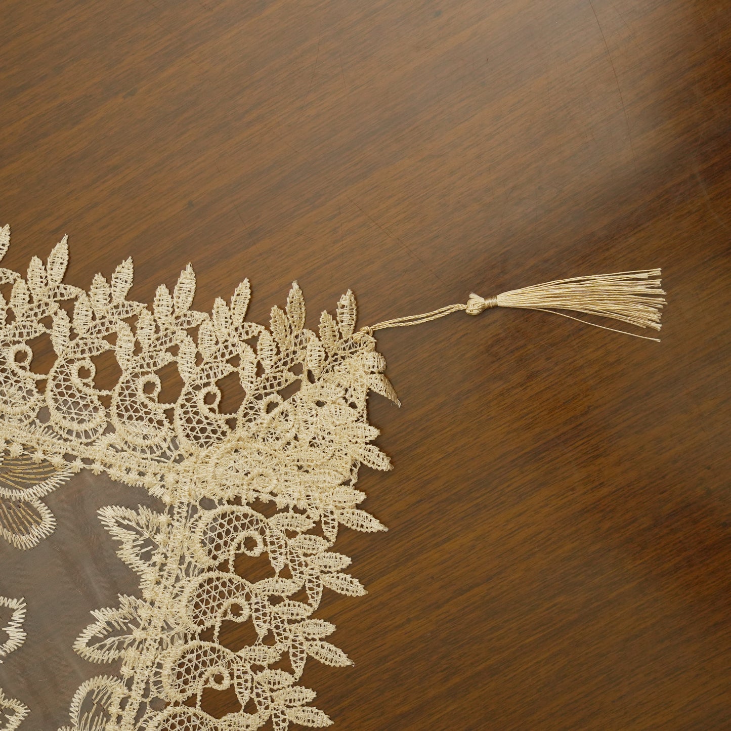 Embroidered Sheer Dining Table Runner with Tassels