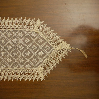 Premium Geometric Lace Table Runner with Tassels