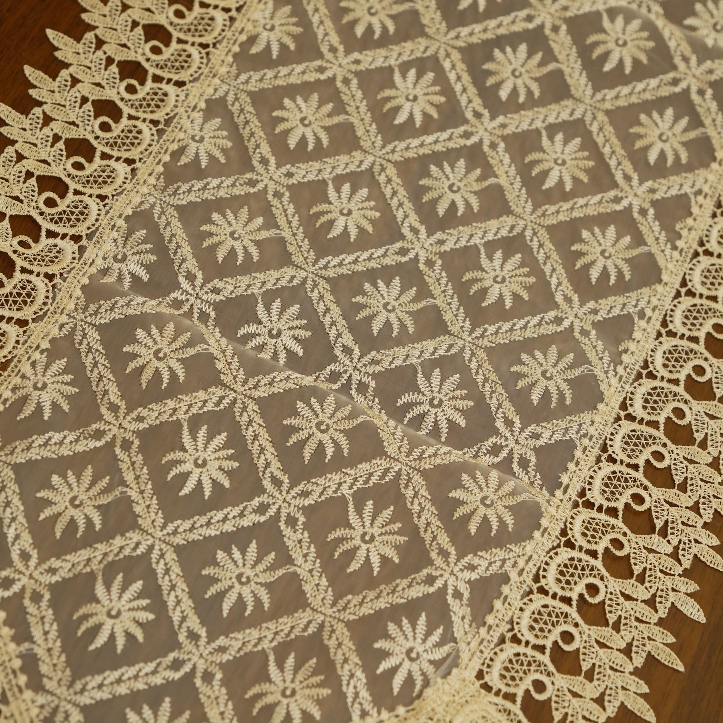 Premium Geometric Lace Table Runner with Tassels
