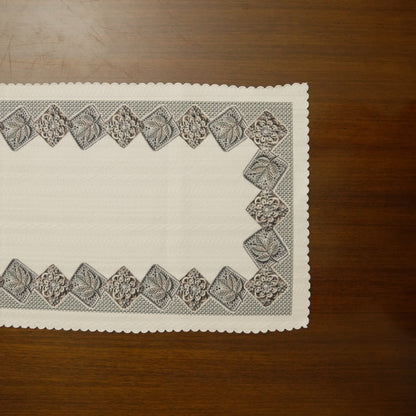 Classic Embroidered Long Table Runner with Geometric Border