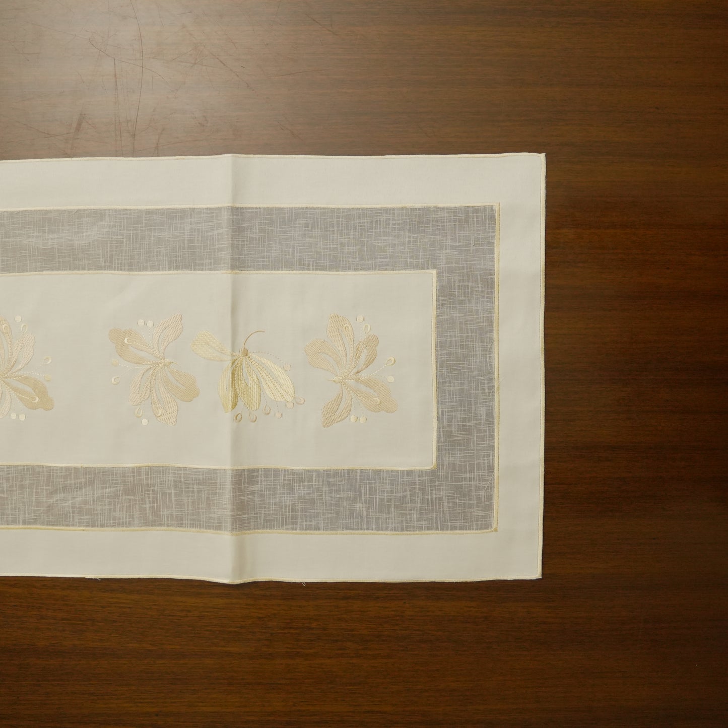 Elegant Butterfly Embroidered Short Table Runner