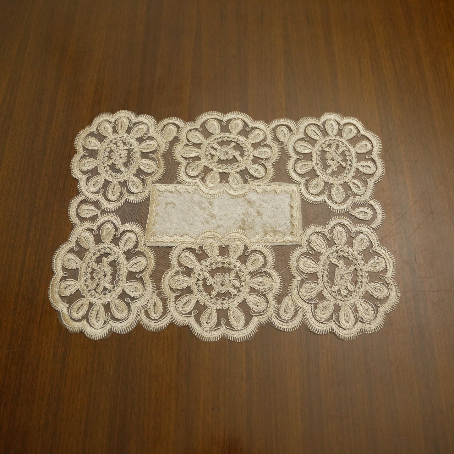 Premium Floral Embroidered Lace Table Mat (Set of 2)