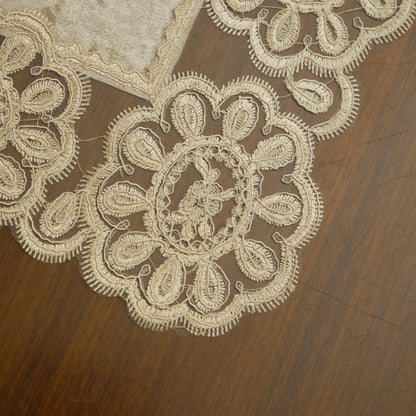 Premium Floral Embroidered Lace Table Mat (Set of 2)