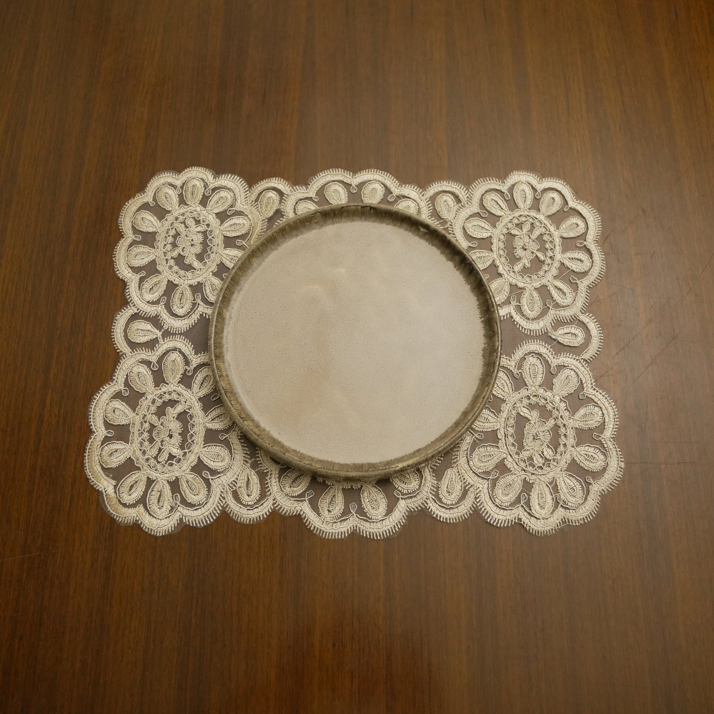 Premium Floral Embroidered Lace Table Mat (Set of 2)