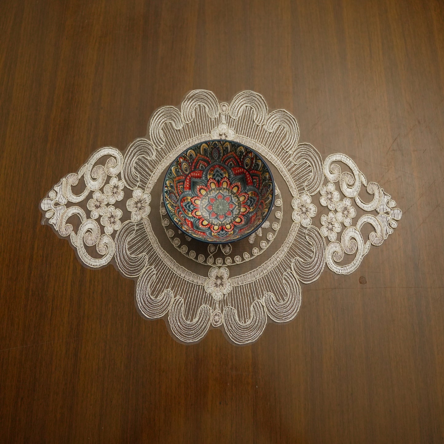 Elegant Embroidered Lace Decorative Table Mat (Set of 2)