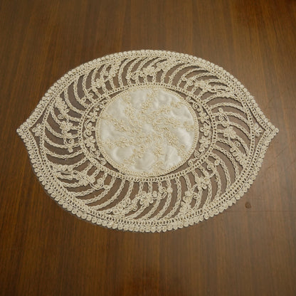 Luxury Oval Embroidered Lace Table Mat (Set of 2)