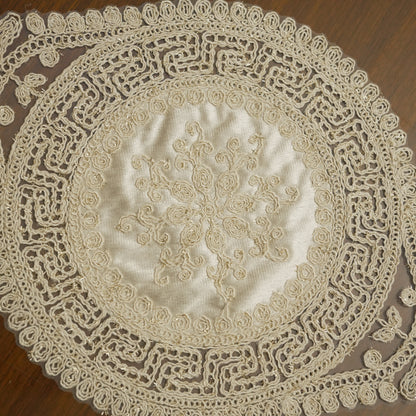 Luxury Round Embroidered Lace Table Mat (Set of 2)