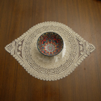 Luxury Round Embroidered Lace Table Mat (Set of 2)