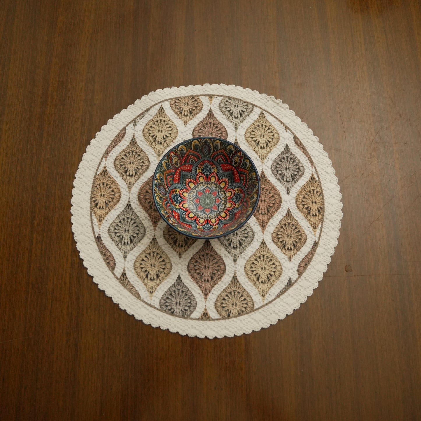 Round Geometric Jacquard Table Mat (Set of 4)