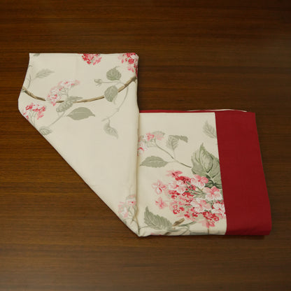 Botanical Blossom Printed Table Cover with Maroon Border (6 Seater)