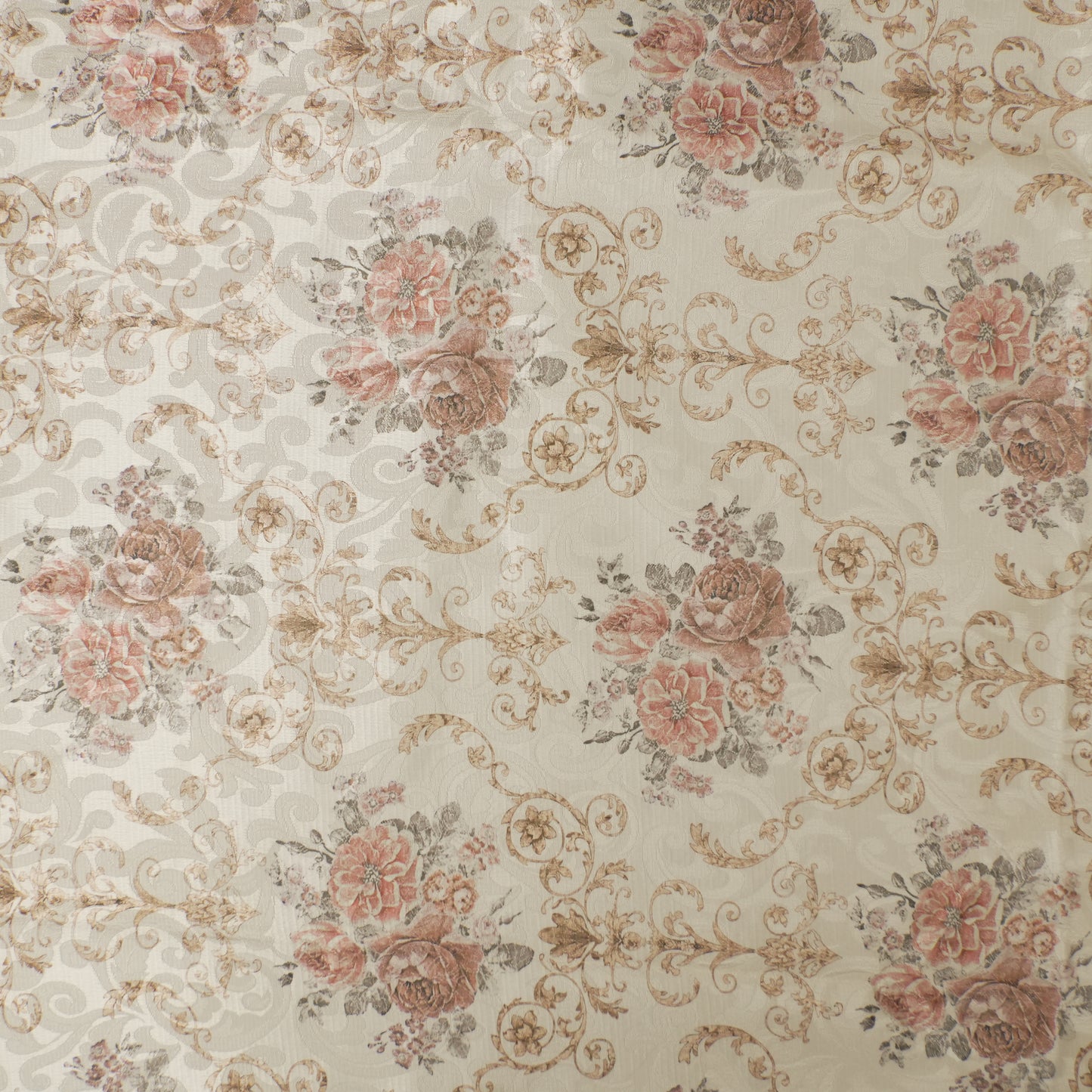 Vintage Rose Damask Printed Table Cloth (6 Seater)